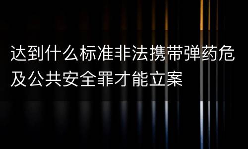 达到什么标准非法携带弹药危及公共安全罪才能立案