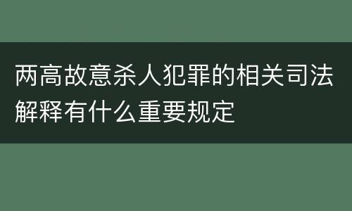 两高故意杀人犯罪的相关司法解释有什么重要规定