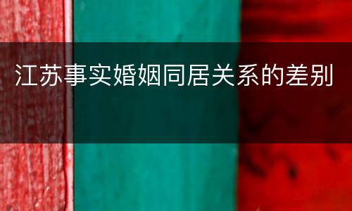 江苏事实婚姻同居关系的差别