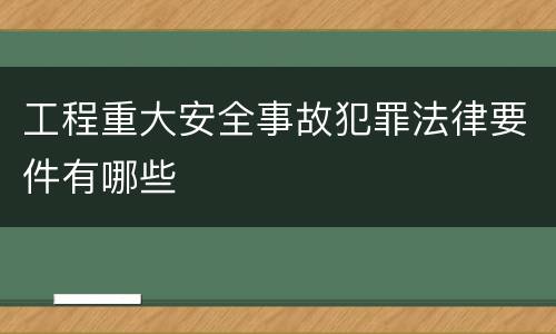 工程重大安全事故犯罪法律要件有哪些