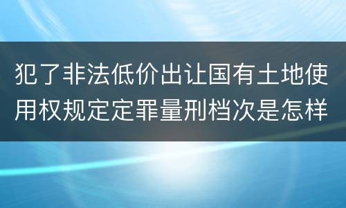 犯了非法低价出让国有土地使用权规定定罪量刑档次是怎样