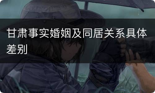 甘肃事实婚姻及同居关系具体差别