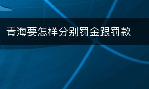 青海要怎样分别罚金跟罚款