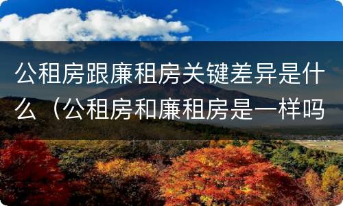 公租房跟廉租房关键差异是什么（公租房和廉租房是一样吗）