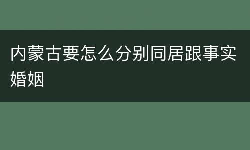 内蒙古要怎么分别同居跟事实婚姻