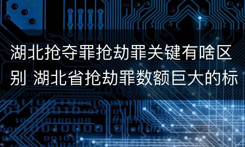 湖北抢夺罪抢劫罪关键有啥区别 湖北省抢劫罪数额巨大的标准