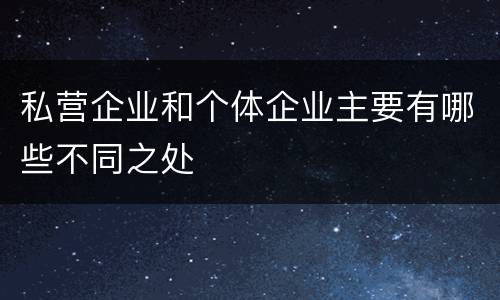 私营企业和个体企业主要有哪些不同之处