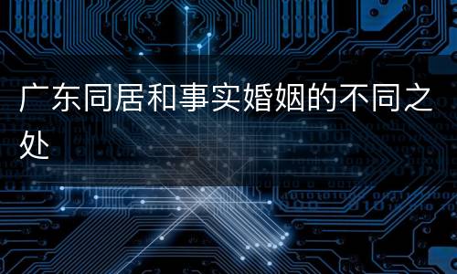 广东同居和事实婚姻的不同之处