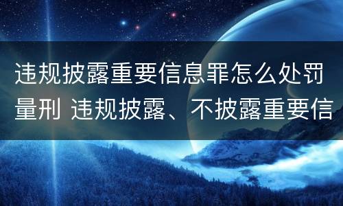 违规披露重要信息罪怎么处罚量刑 违规披露、不披露重要信息罪量刑