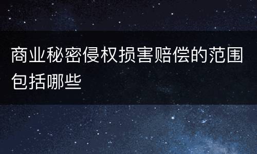 商业秘密侵权损害赔偿的范围包括哪些