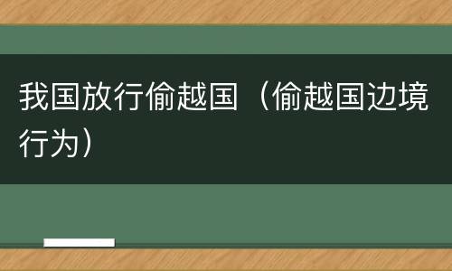 我国放行偷越国（偷越国边境行为）