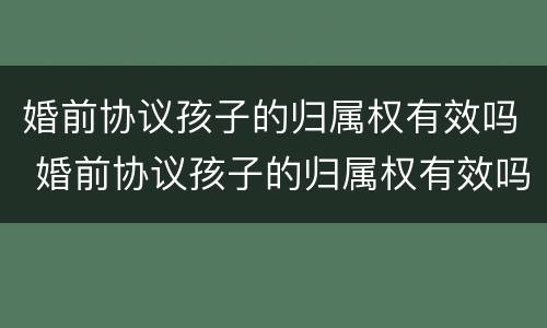 婚前协议孩子的归属权有效吗 婚前协议孩子的归属权有效吗