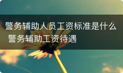 警务辅助人员工资标准是什么 警务辅助工资待遇