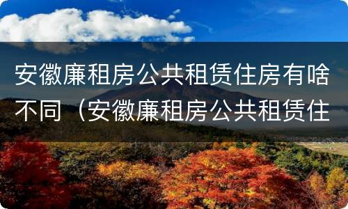安徽廉租房公共租赁住房有啥不同（安徽廉租房公共租赁住房有啥不同呢）