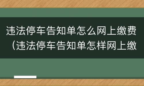 违法停车告知单怎么网上缴费（违法停车告知单怎样网上缴费）