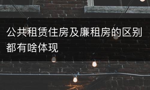 公共租赁住房及廉租房的区别都有啥体现