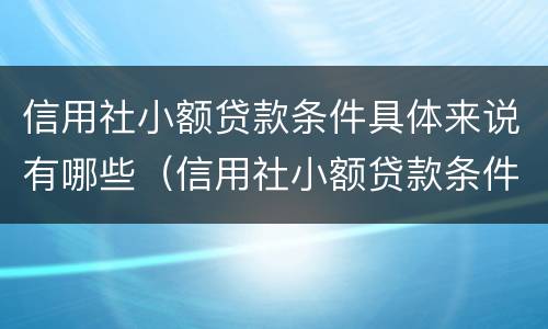 信用社小额贷款条件具体来说有哪些（信用社小额贷款条件具体来说有哪些方面）