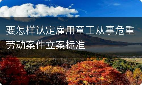 要怎样认定雇用童工从事危重劳动案件立案标准