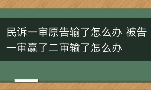 民诉一审原告输了怎么办 被告一审赢了二审输了怎么办
