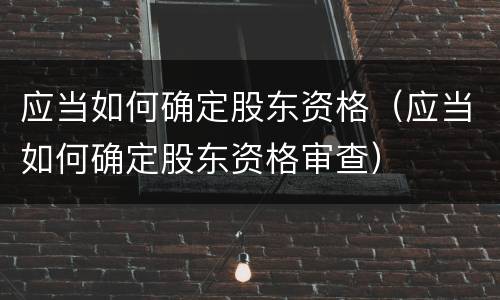 应当如何确定股东资格（应当如何确定股东资格审查）