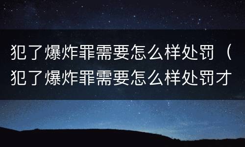 犯了爆炸罪需要怎么样处罚（犯了爆炸罪需要怎么样处罚才能缓刑）