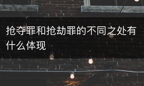 抢夺罪和抢劫罪的不同之处有什么体现