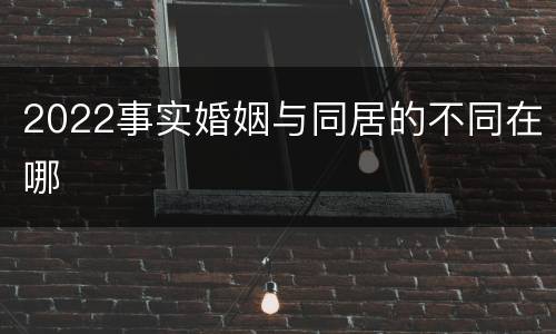 2022事实婚姻与同居的不同在哪