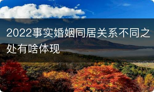 2022事实婚姻同居关系不同之处有啥体现