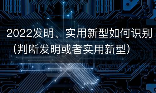 2022发明、实用新型如何识别（判断发明或者实用新型）