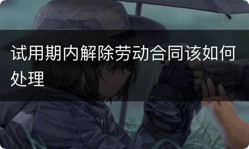 试用期内解除劳动合同该如何处理