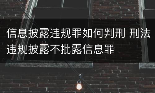 信息披露违规罪如何判刑 刑法违规披露不批露信息罪