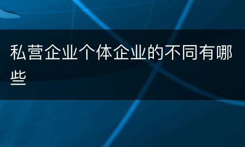 私营企业个体企业的不同有哪些