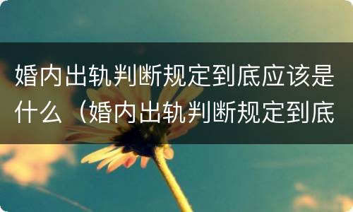 婚内出轨判断规定到底应该是什么（婚内出轨判断规定到底应该是什么责任）