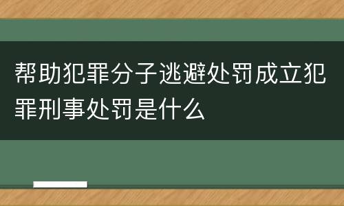 帮助犯罪分子逃避处罚成立犯罪刑事处罚是什么