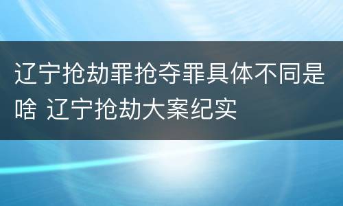 辽宁抢劫罪抢夺罪具体不同是啥 辽宁抢劫大案纪实