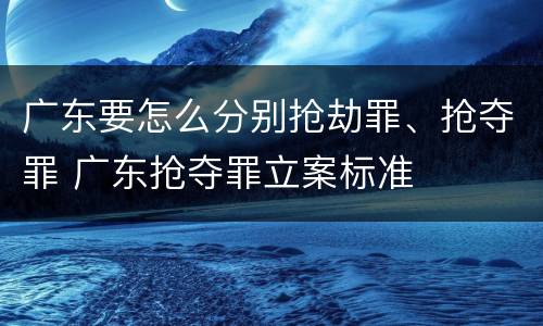 广东要怎么分别抢劫罪、抢夺罪 广东抢夺罪立案标准