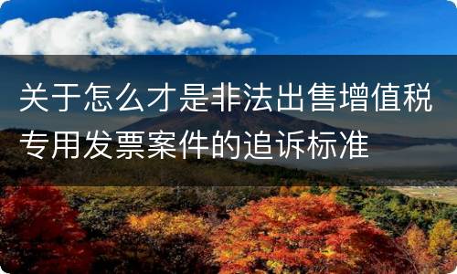 关于怎么才是非法出售增值税专用发票案件的追诉标准