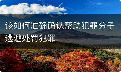 该如何准确确认帮助犯罪分子逃避处罚犯罪