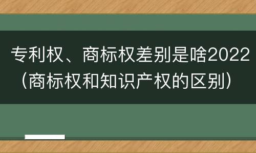 专利权、商标权差别是啥2022（商标权和知识产权的区别）