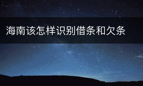 海南该怎样识别借条和欠条