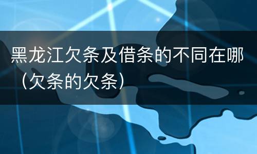 黑龙江欠条及借条的不同在哪（欠条的欠条）