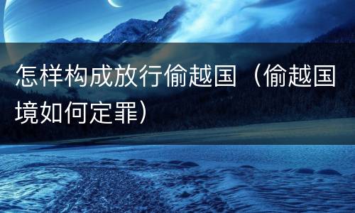 怎样构成放行偷越国（偷越国境如何定罪）