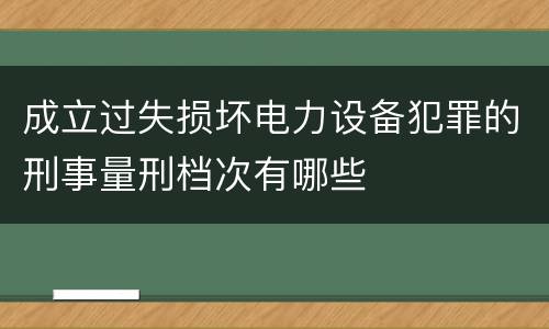 成立过失损坏电力设备犯罪的刑事量刑档次有哪些