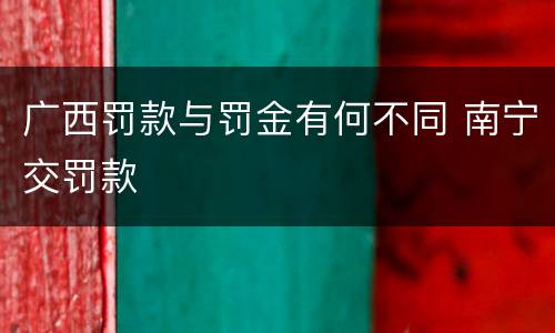 广西罚款与罚金有何不同 南宁交罚款