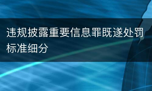违规披露重要信息罪既遂处罚标准细分