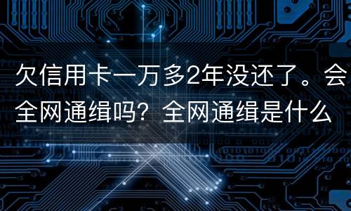 欠信用卡一万多2年没还了。会全网通缉吗？全网通缉是什么意思