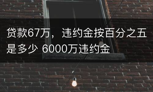 贷款67万，违约金按百分之五是多少 6000万违约金