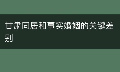 甘肃同居和事实婚姻的关键差别
