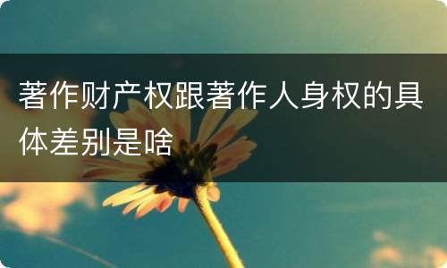 著作财产权跟著作人身权的具体差别是啥