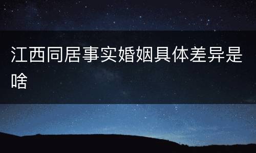 江西同居事实婚姻具体差异是啥